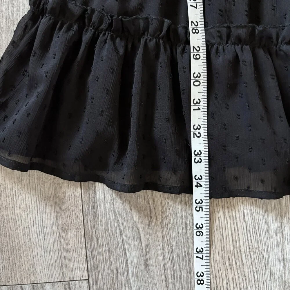 Altar'd State Sheer Dot Lined Black Mini Dress Womens Large Whimsigoth Babydoll - Picture 7 of 13